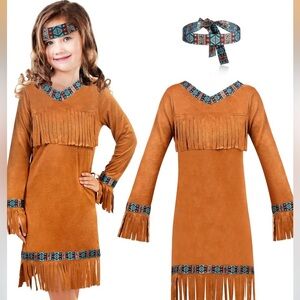 Kids Native American Costume with Feathered Headband